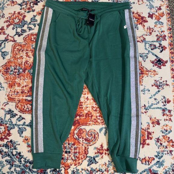 Torrid Pants - TORRID green lurex taped jogger sweats 3XL